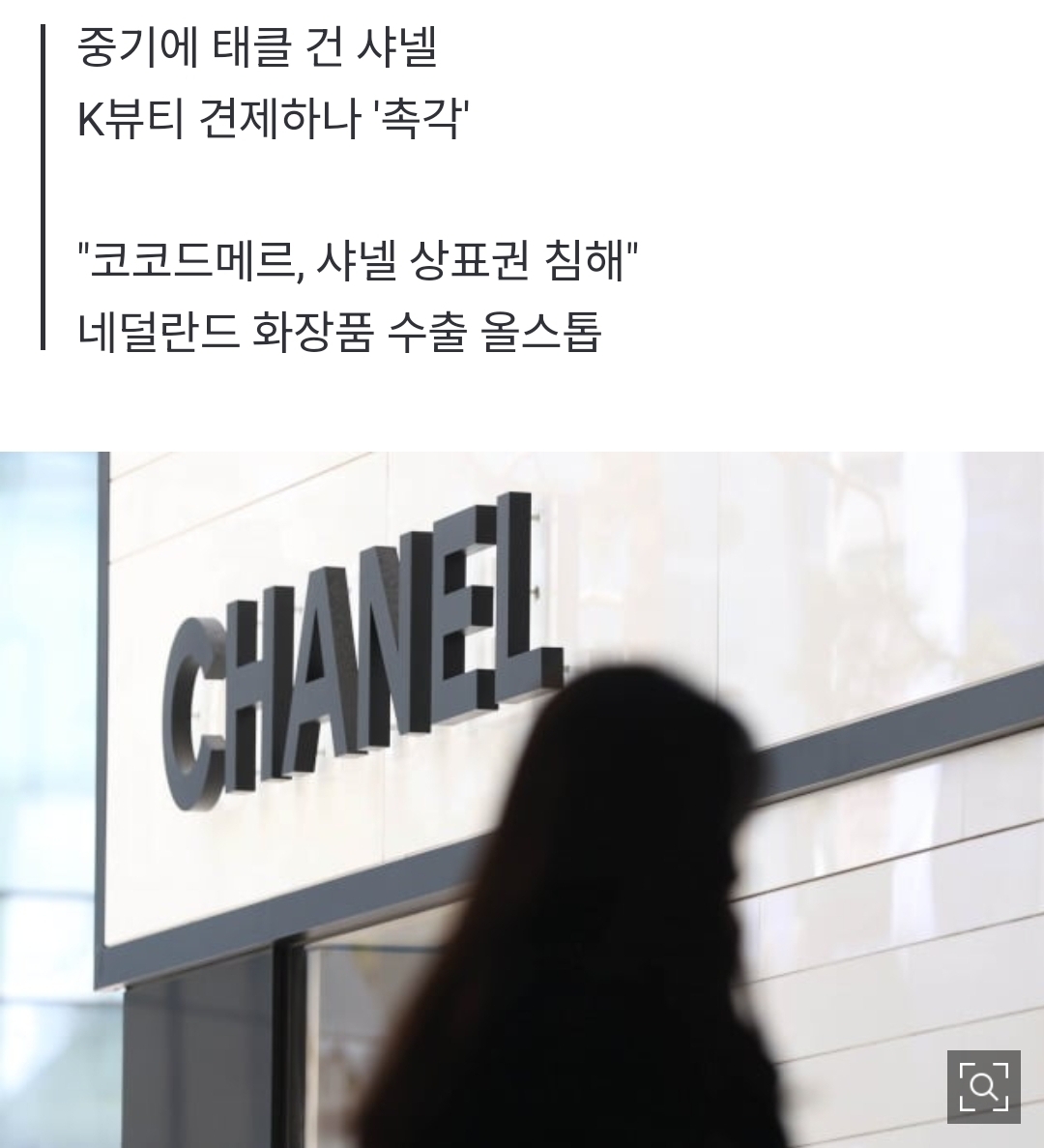A screenshot of the news report regarding Chanel's legal warning to the Korean SME Coco de Mer.