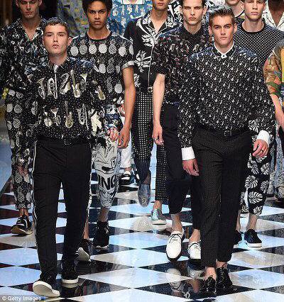 Close up of Rafferty Law showing his facial expression during a fashion event