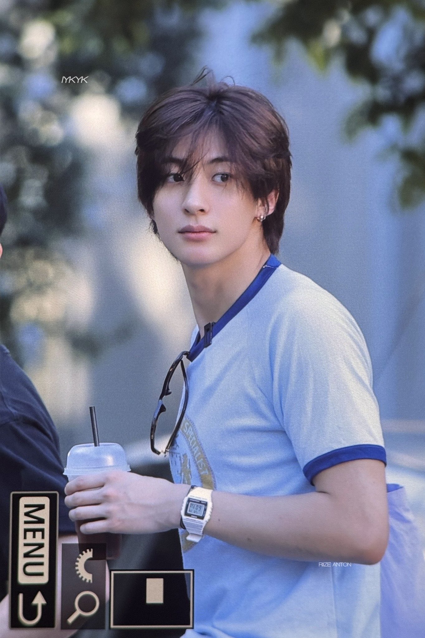 Close up of Anton's face highlighting his natural visuals and the 'boyfriend material' aesthetic