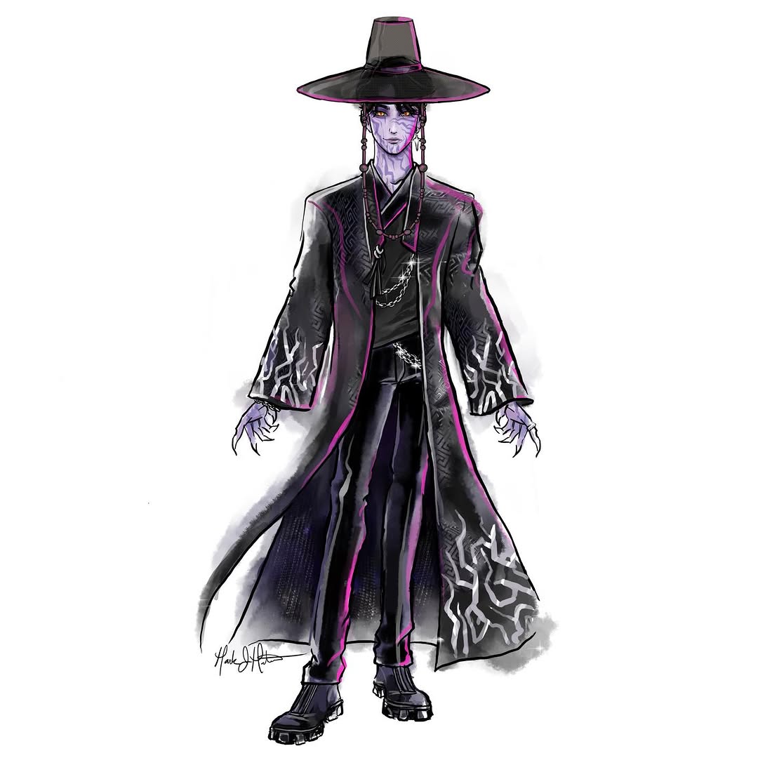 Close-up of the Demon Jinwoo concept art for the Mattel doll collaboration.