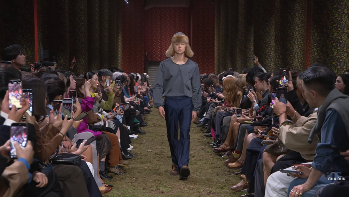 TXT Yeonjun walking the Miu Miu runway in Paris looking like a literal professional model