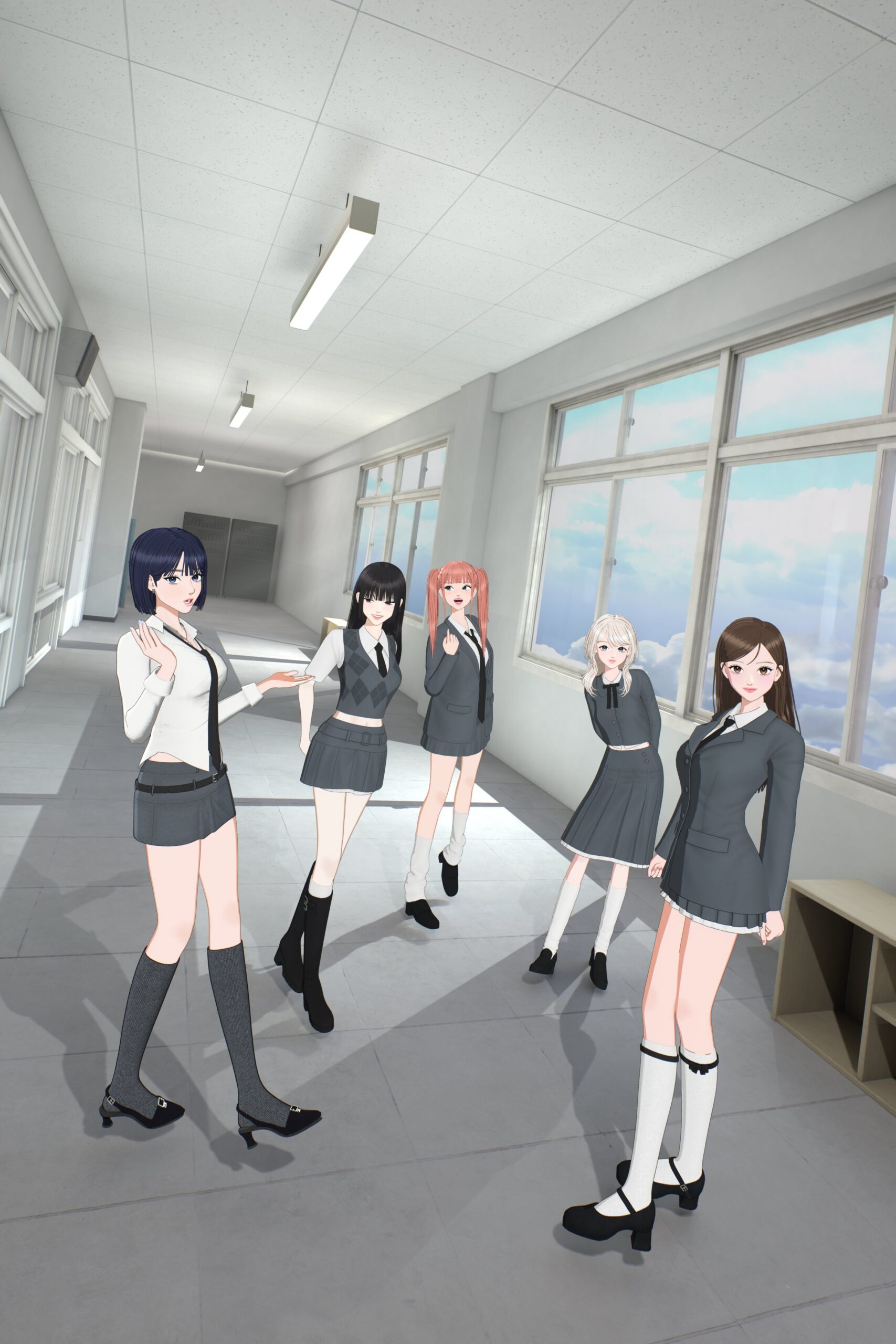 오위스 멤버가 신비로운 배경 속에서 포즈를 취하고 있는 모습