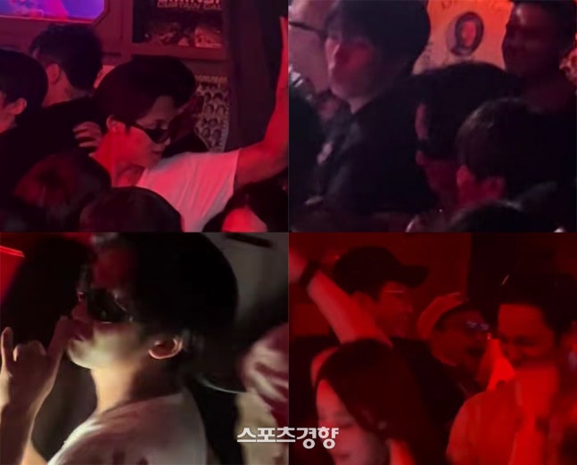 A blurry social media screencap allegedly showing SEVENTEEN member Mingyu at a club in Singapore