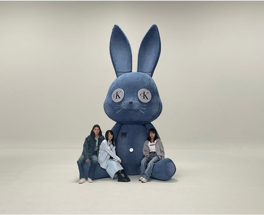 Leaked design document showing the CK x NewJeans bunny motif and denim concepts.